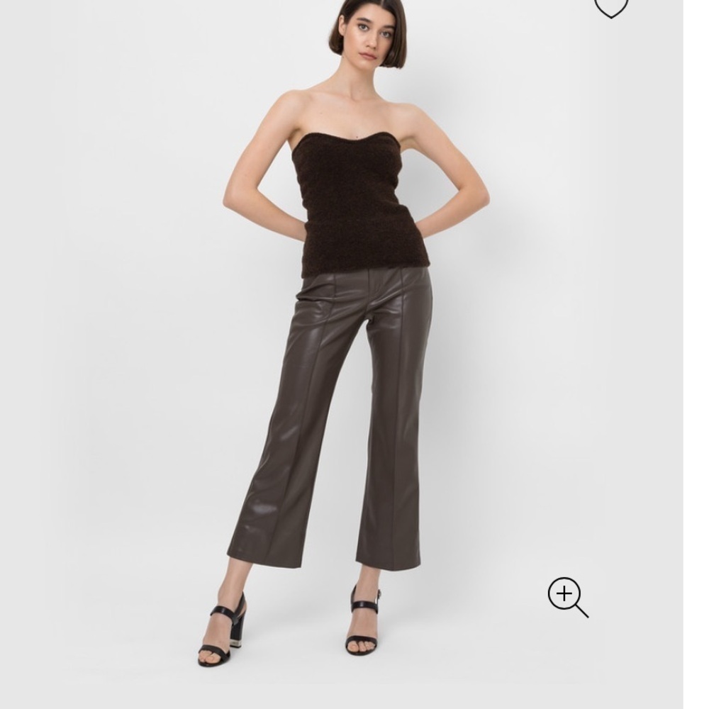 Nanushka | Zoey Dark Brown High Waist Regenerated Leather Blend Trousers Small
